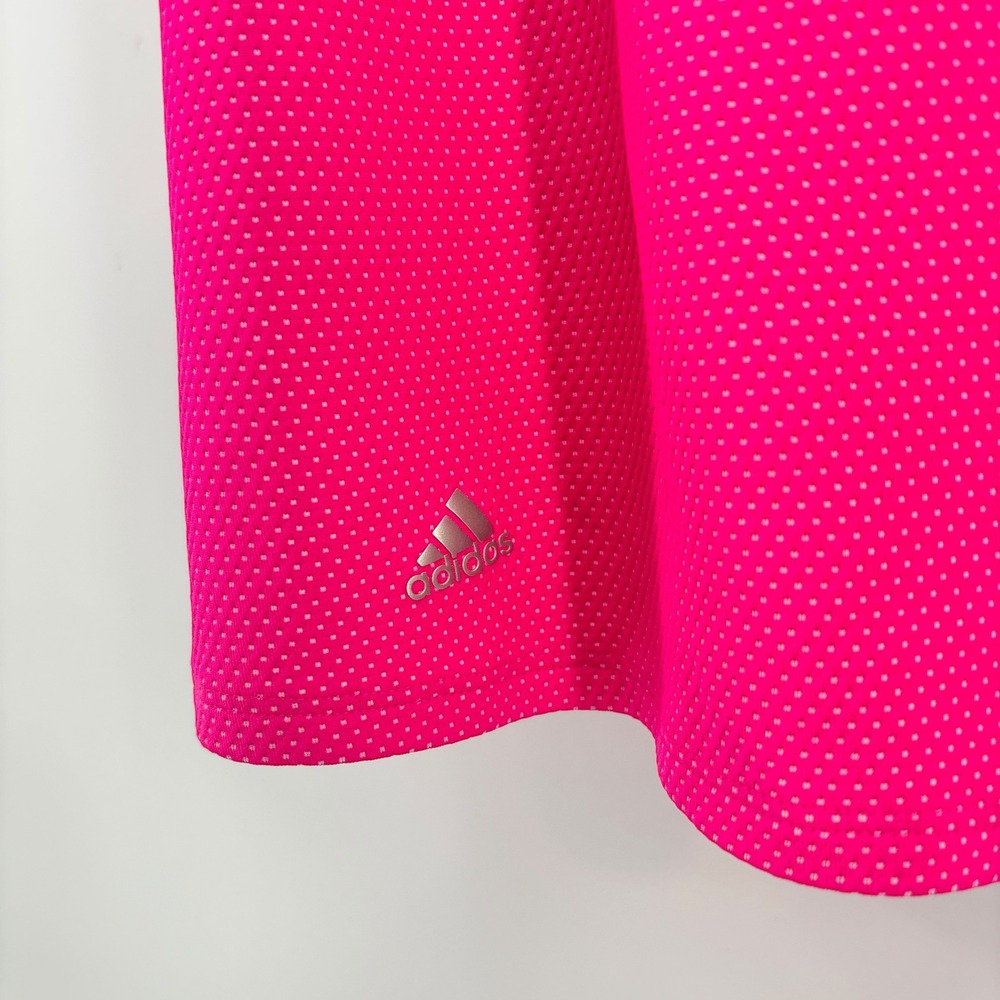 Adidas Golf Women Polo XL Collared Performance Sleeveless Pink Dot Athletic Top - Picture 5 of 9